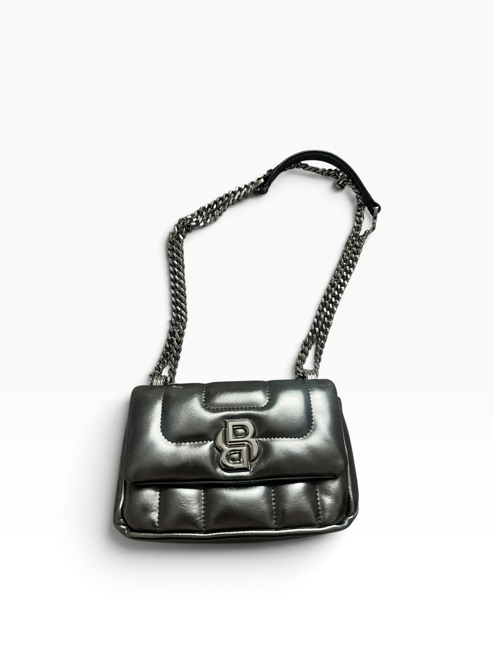 Hugo Boss Quilted Metallic Shoulder/Crossbody Bag with Chain Strap